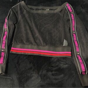 Zumba Fitness Black Mesh Top with Pink Accents